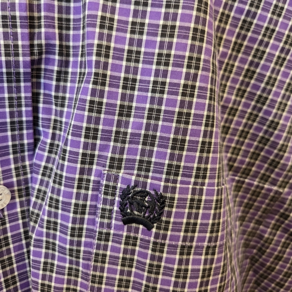 Cinch Shirt Men Purple/black Plaid Long Sleeve Button Up Cotton Medium